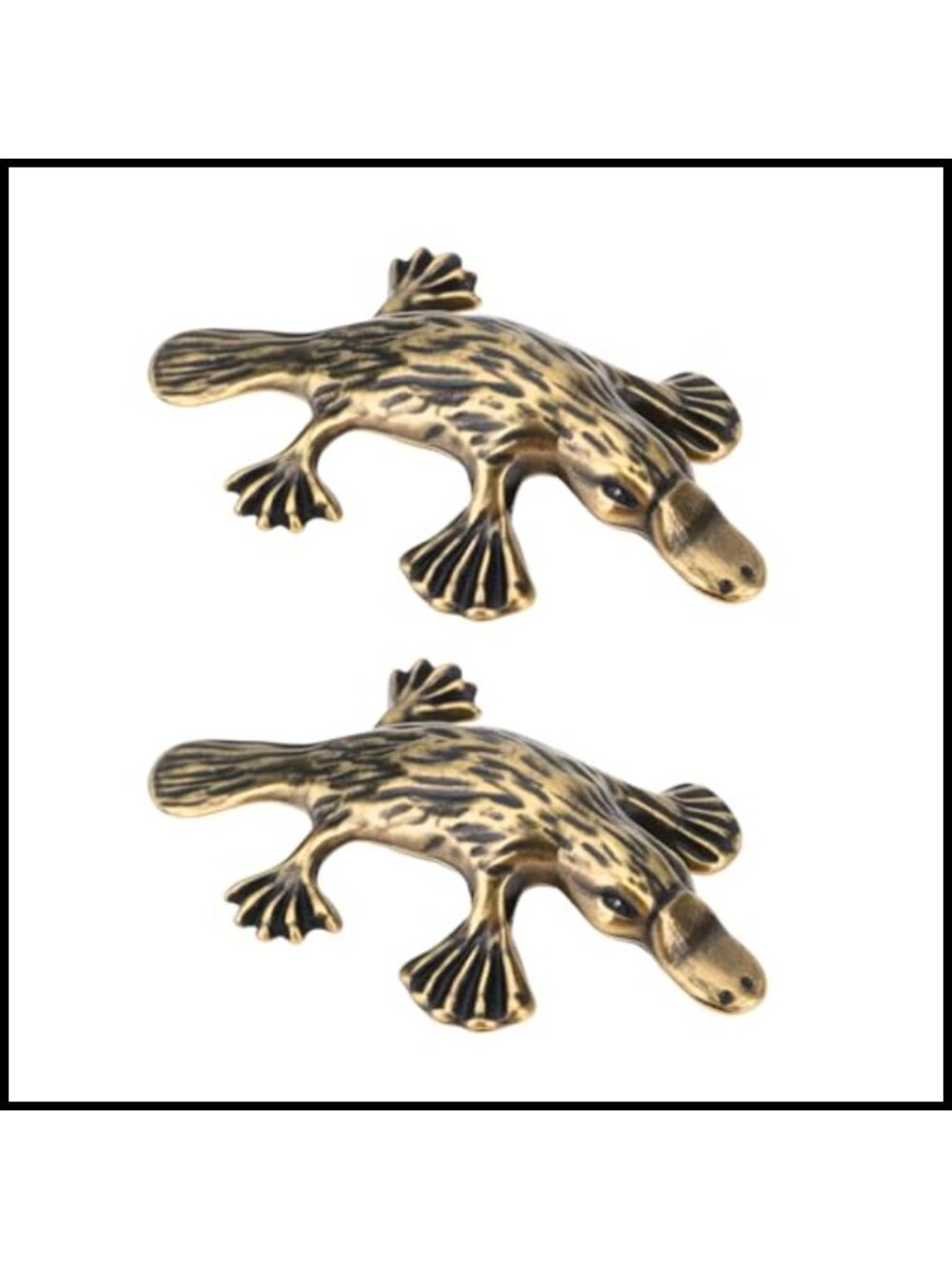 Vintage Brass Platypus Figurine Set Mini Animal Statue Desk Decor Paperweight